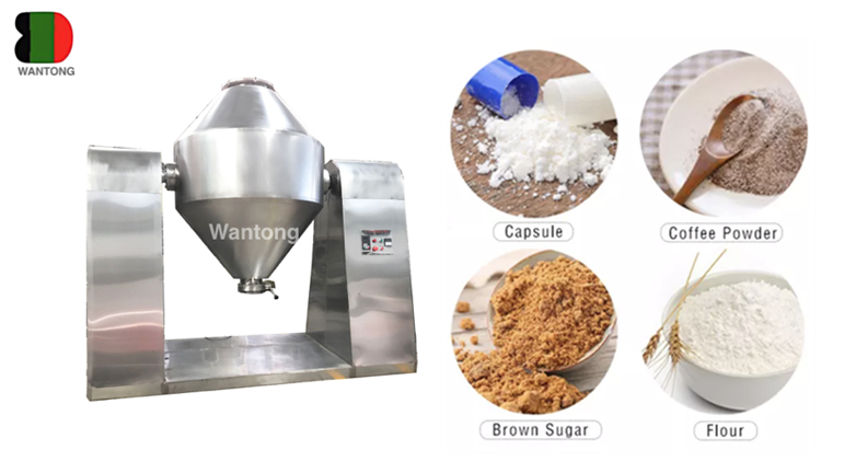 ​W double cone dry spice chili milk herb powder drum mixer blender mixing machine