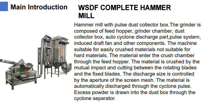 WSDF hammer mill turmeric powder making machine 66